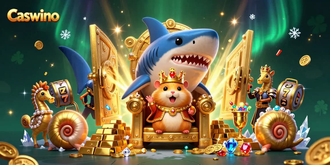 Spin the luck at Caswino with the golden hamster king amidst treasures and thrilling games.