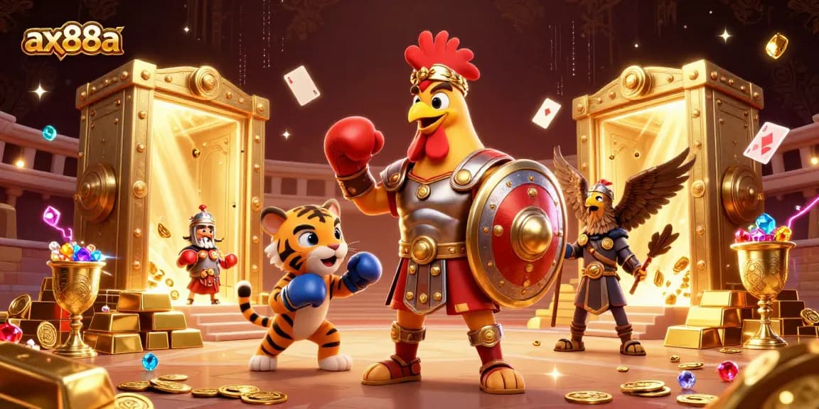 Engage with ax88a's vibrant live casino experience, showcasing dynamic characters in a rich gaming atmosphere.