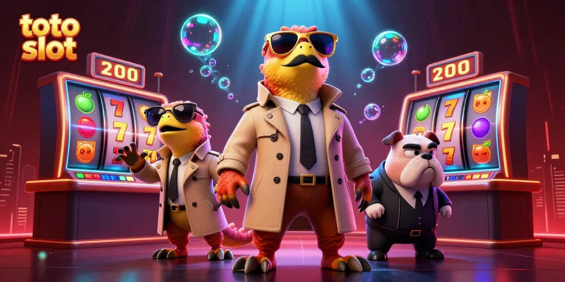 Engage with toto slot excitement as three raptors sneak into a VIP casino, featuring vibrant symbols.