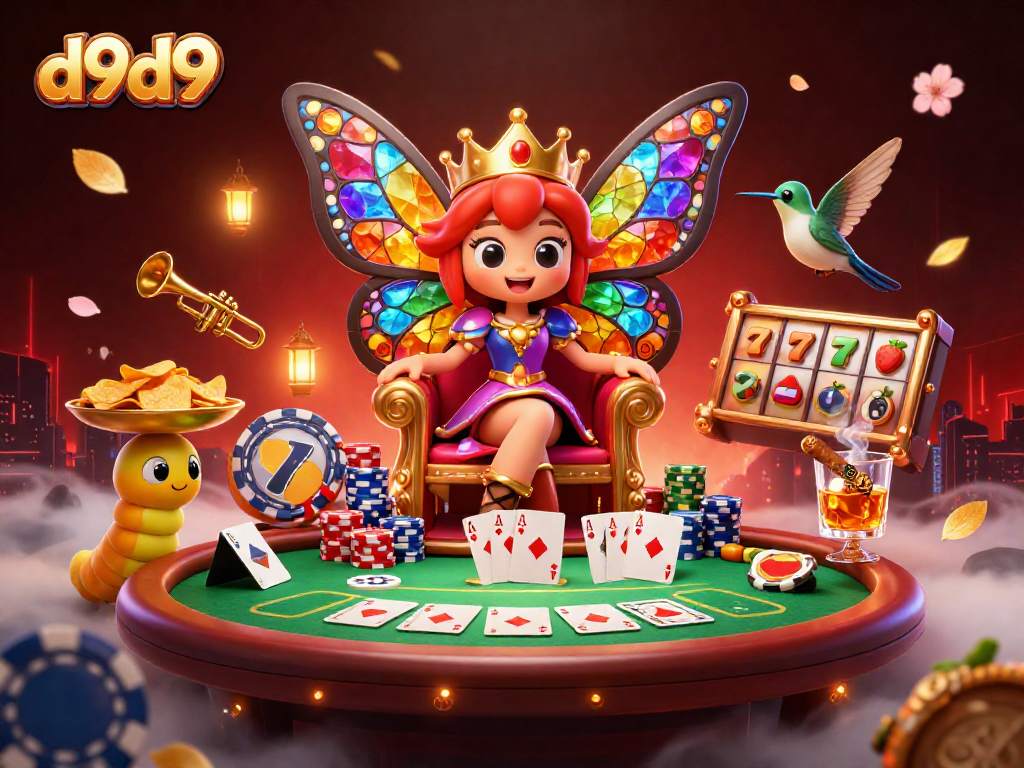 lumikha na may d9d9 na Pagsasaya sa pagsusugal na may mga slot at poker chip