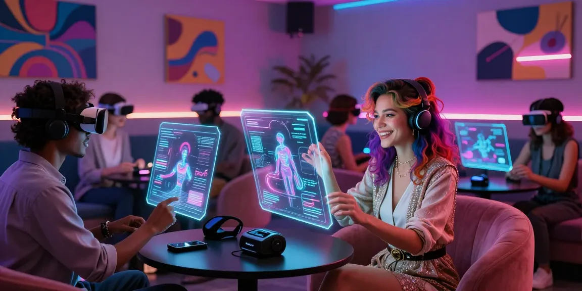Interactive NSFW AI lounge showcasing users engaging with customizable AI companions in a vibrant environment