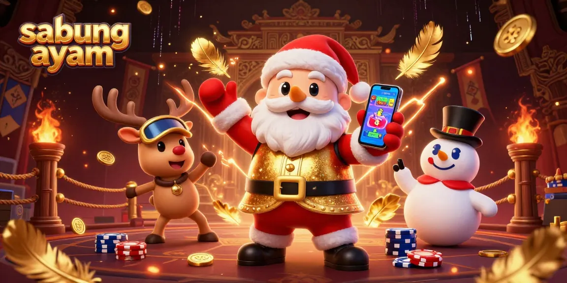 Experience thrilling sabung ayam action with Santa and friends in a lively casino setting.