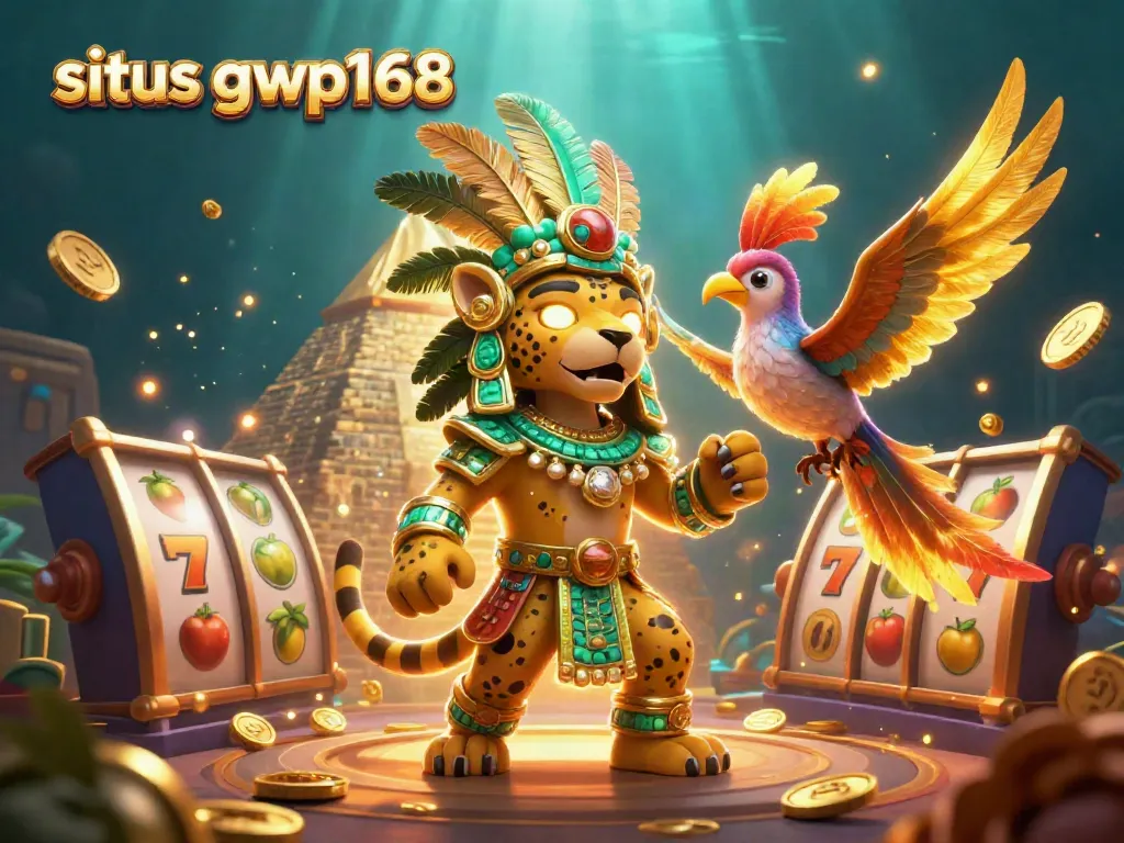 Jelajahi situs gwp168 dengan simbol jackpot dan permainan slot di latar belakang yang menakjubkan