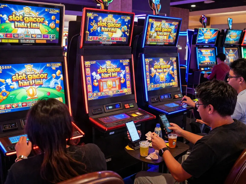 Players celebrating wins while exploring slot gacor hari ini in vibrant online casino.