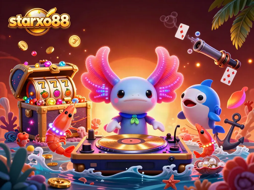 Spin to win with starxo88 in this vibrant 3D casino underwater scene.