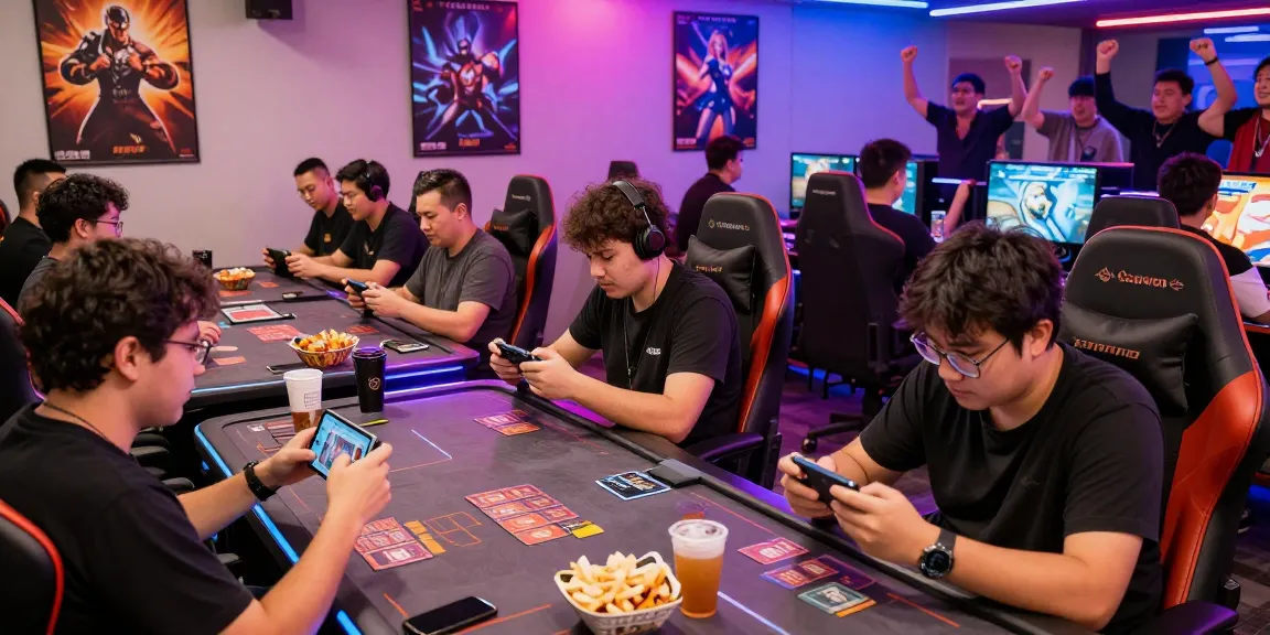 Exciting gaming lounge atmosphere with players enjoying sunwin card games.