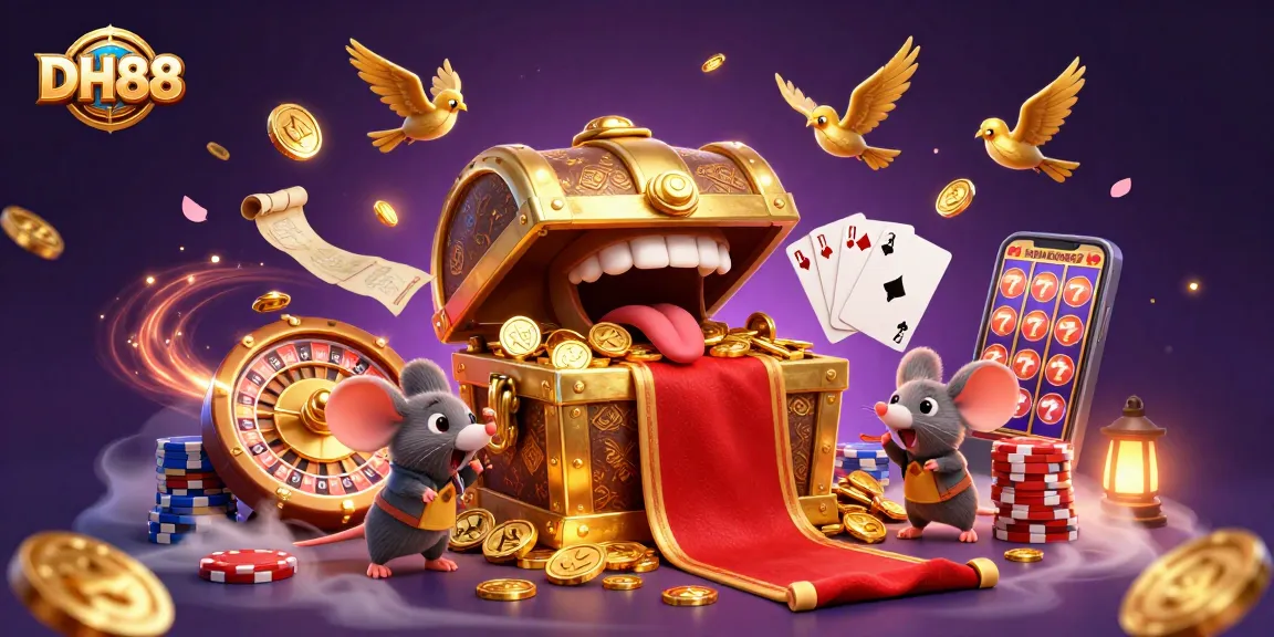Spin the roulette and win with DH88 in this vibrant casino adventure illustration.
