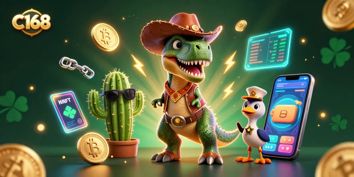 Engage with C168's thrilling casino experience through an animated scene of characters enjoying games and cryptocurrency.