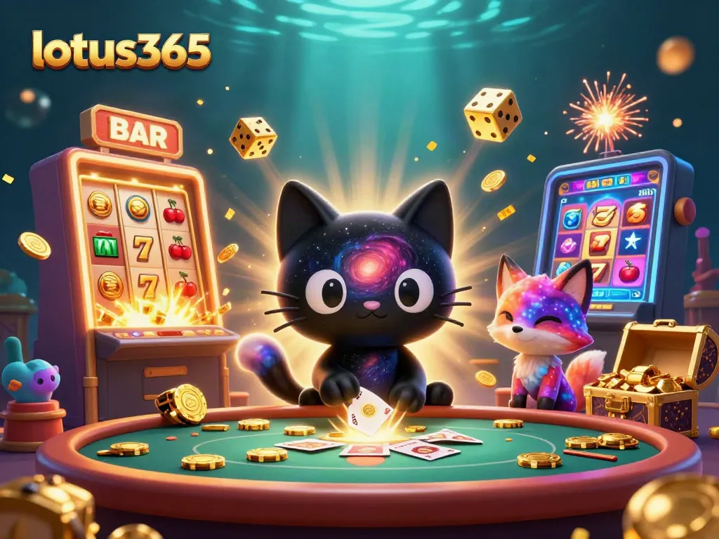 Experience exciting gaming with lotus365 at a cosmic casino table surrounded by vibrant elements.