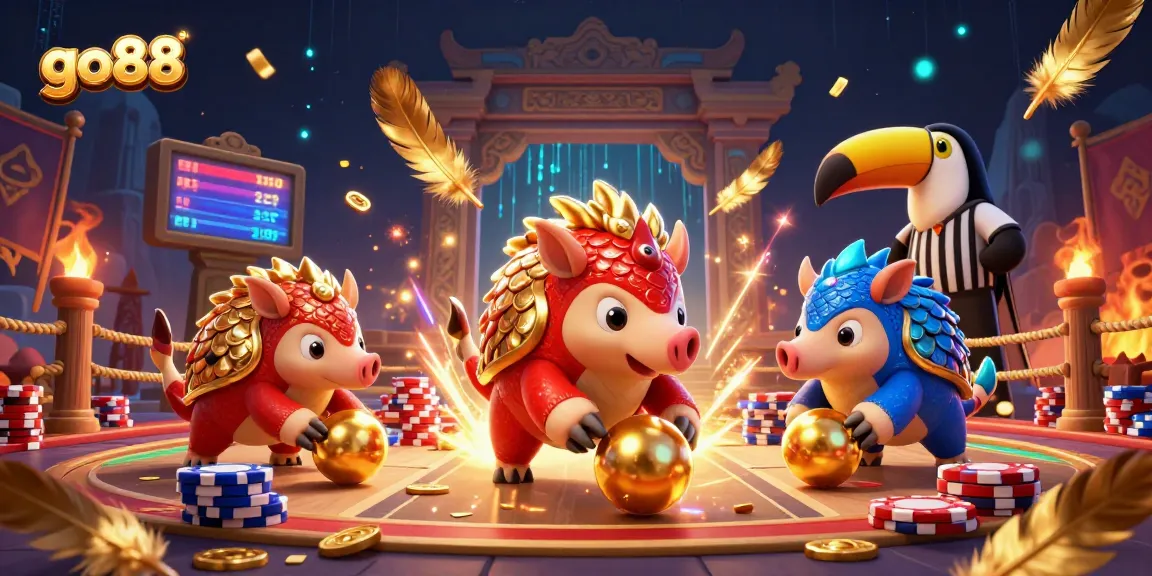 Engage in thrilling gameplay at go88 with colorful pangolins in an energetic casino setting.