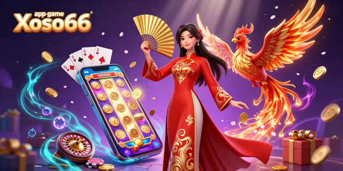 Experience the thrill of the app game Xoso66 with this vibrant illustration featuring captivating characters and exciting casino elements.