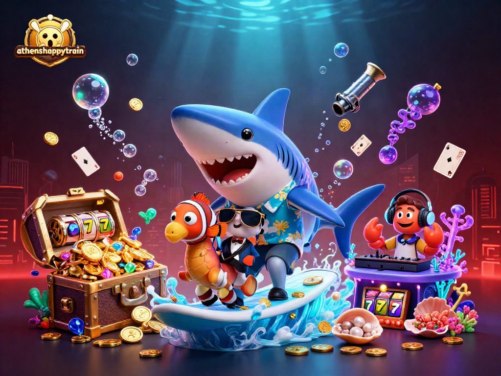 Experience the exciting world of athenshappytrain with a vibrant underwater casino scene.