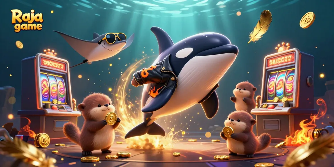 Spin and win with Raja game as animated characters celebrate amidst vibrant casino elements.
