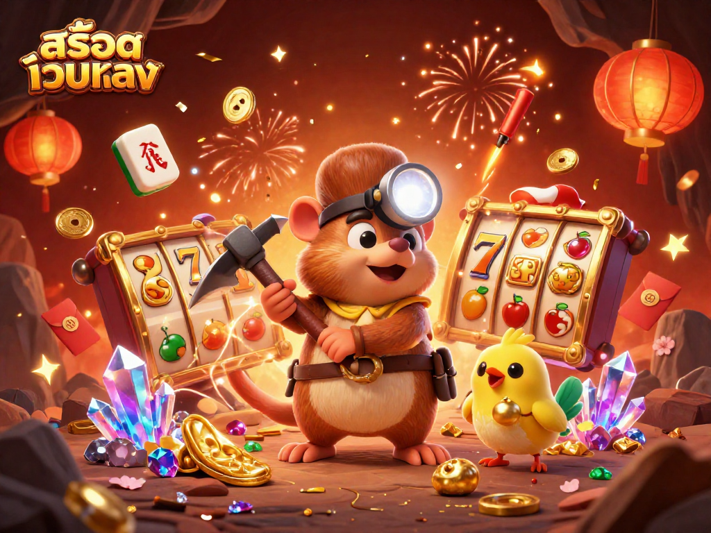 Spin the reels and uncover treasures in สล็อตเว็บตรง with a vibrant 3D gambling scene.