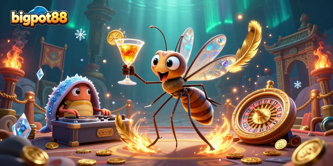Join the excitement at bigpot88 with a lively casino scene featuring vibrant characters and dynamic elements.