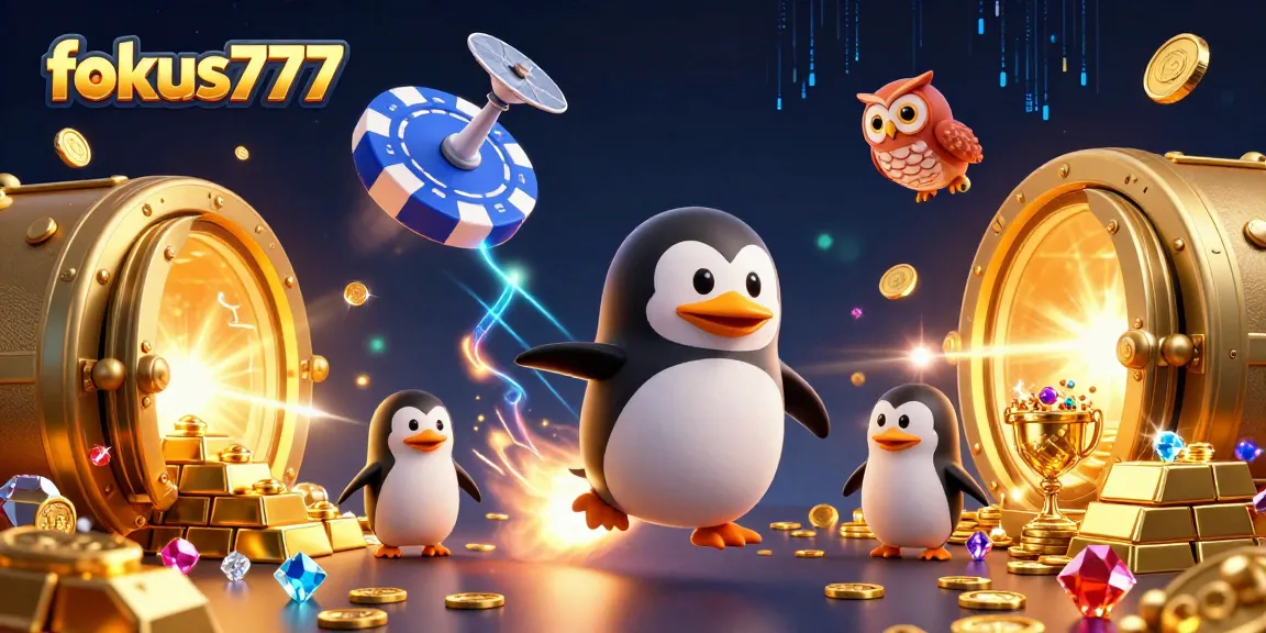 Experience excitement with fokus777 as the golden penguin blasts towards a casino haven.