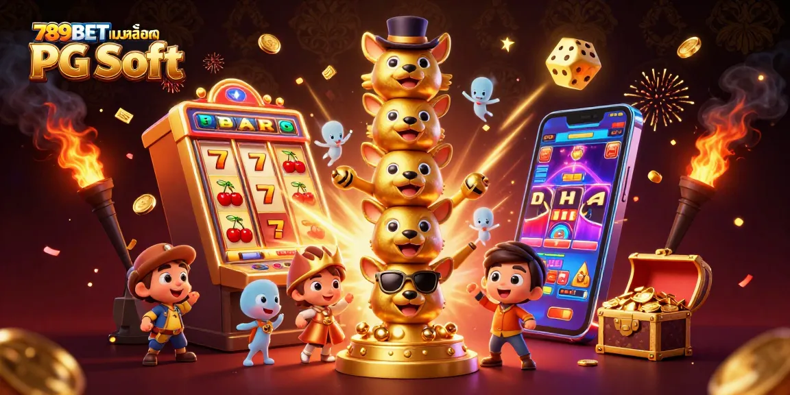 สร้างสรรค์ภาพของ 789BETเกมสล็อตยอดนิยม PG Soft ที่เต็มไปด้วยสีสันสดใสและบรรยากาศคาสิโนที่ดึงดูด