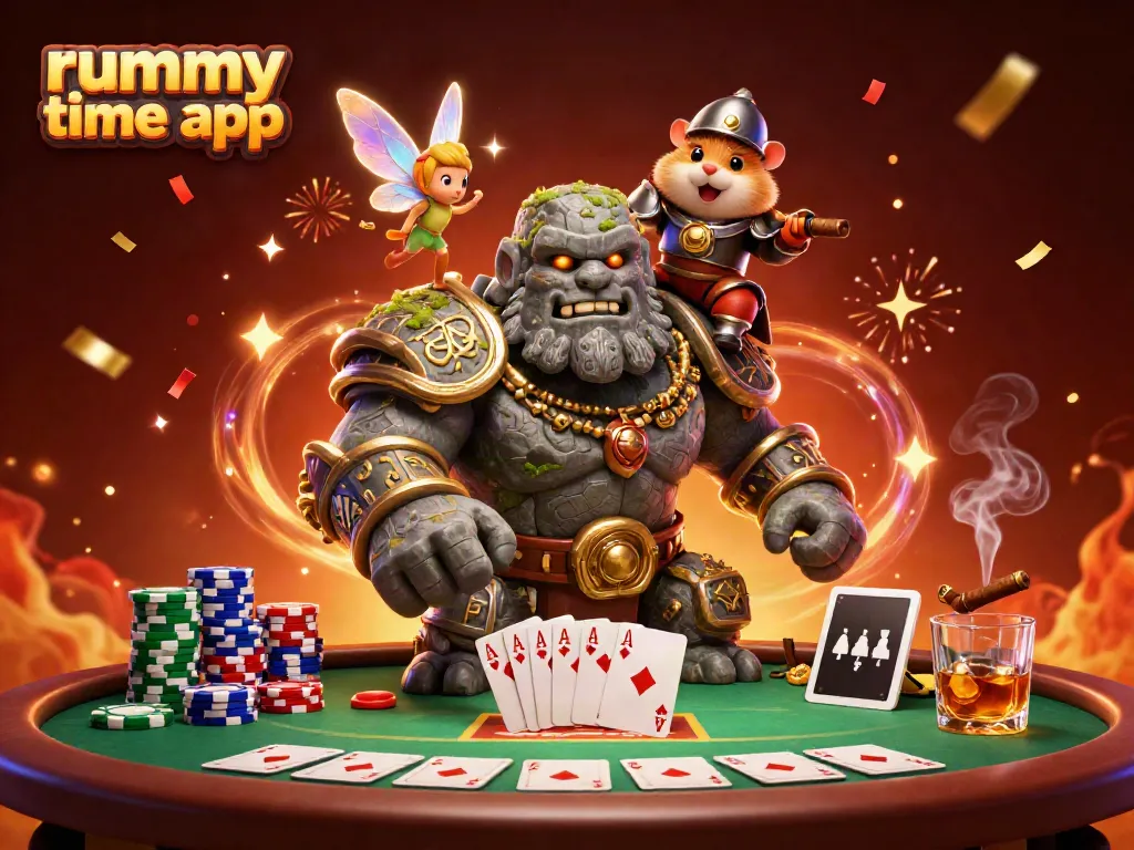 Engage in thrilling gameplay with the Rummy Time app among characters exploring casino delights.