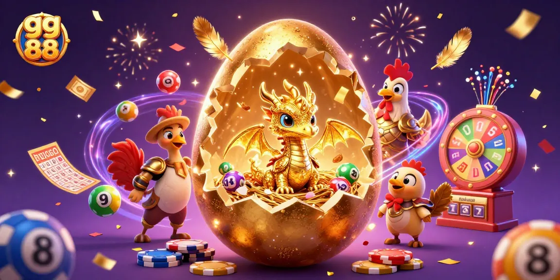 Engage in winning strategies at gg 88 with a lavish illustration of a golden egg and dynamic gambling elements.