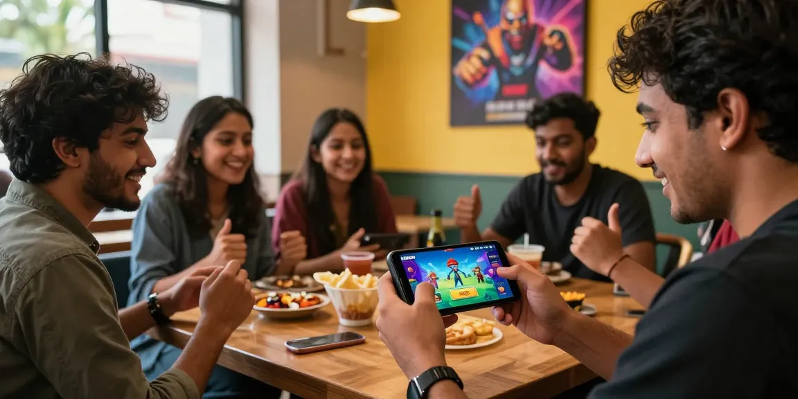 Exciting scene of young adults playing games on Alano Dt 5 official site in vibrant café atmosphere.
