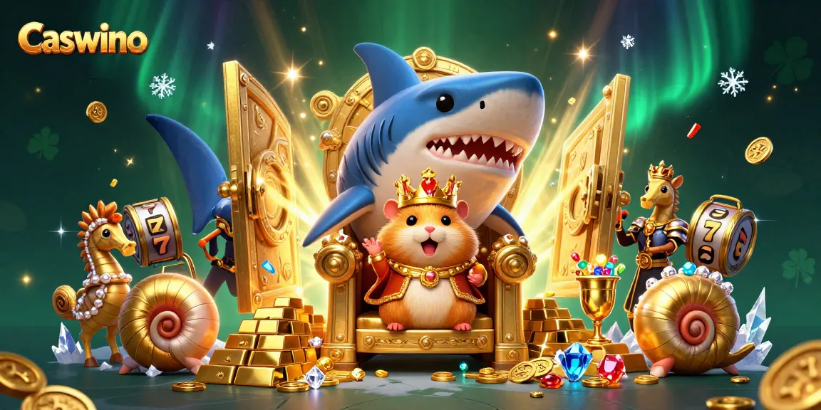 Spin the luck at Caswino with the golden hamster king amidst treasures and thrilling games.