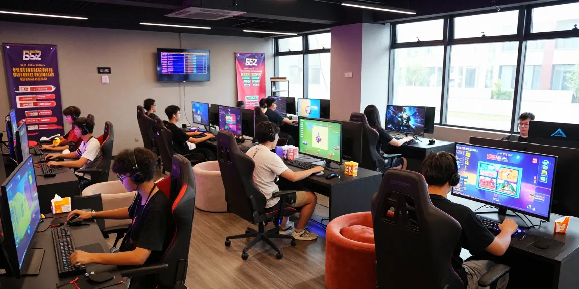 B52 gaming players enjoying an immersive gaming experience in a modern lounge