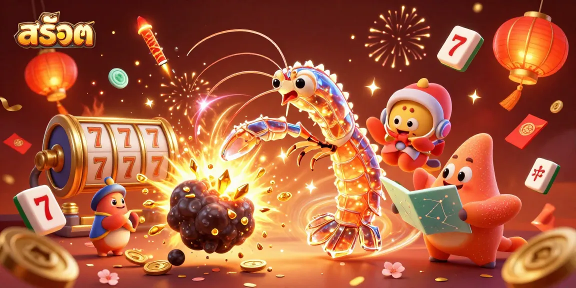 Spin the reels and win in สล็อต with a vibrant 3D illustration featuring galactic characters and elements.
