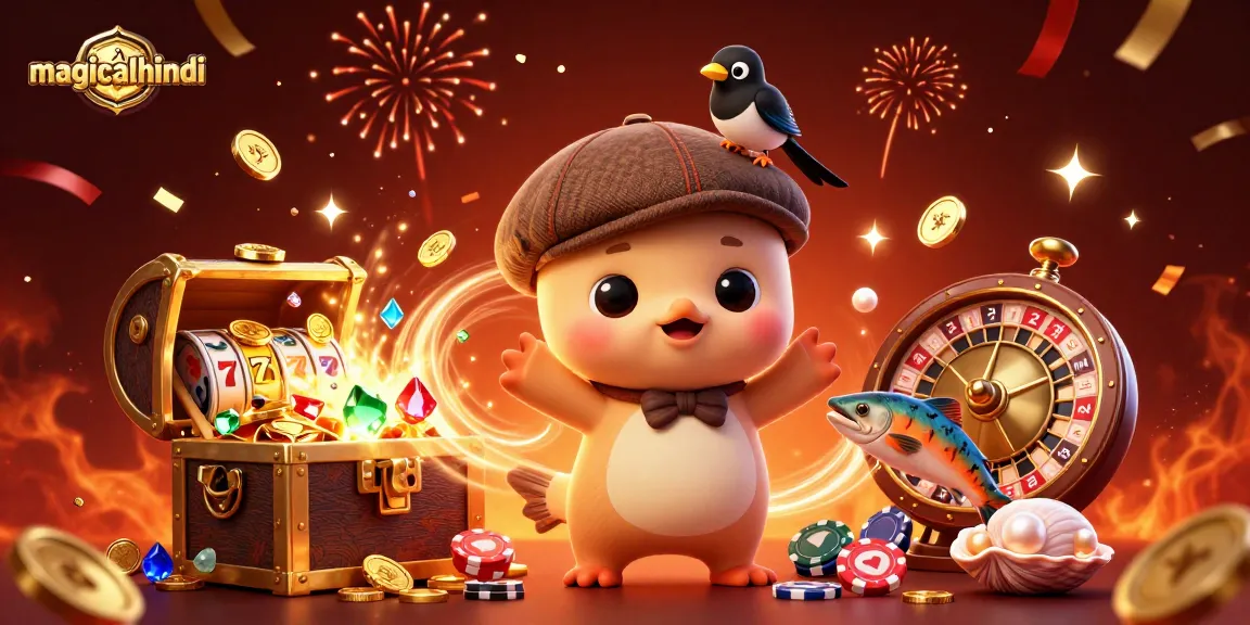 Spin to win at magicalhindi's vibrant casino scene with Nessie and friends ready for action!