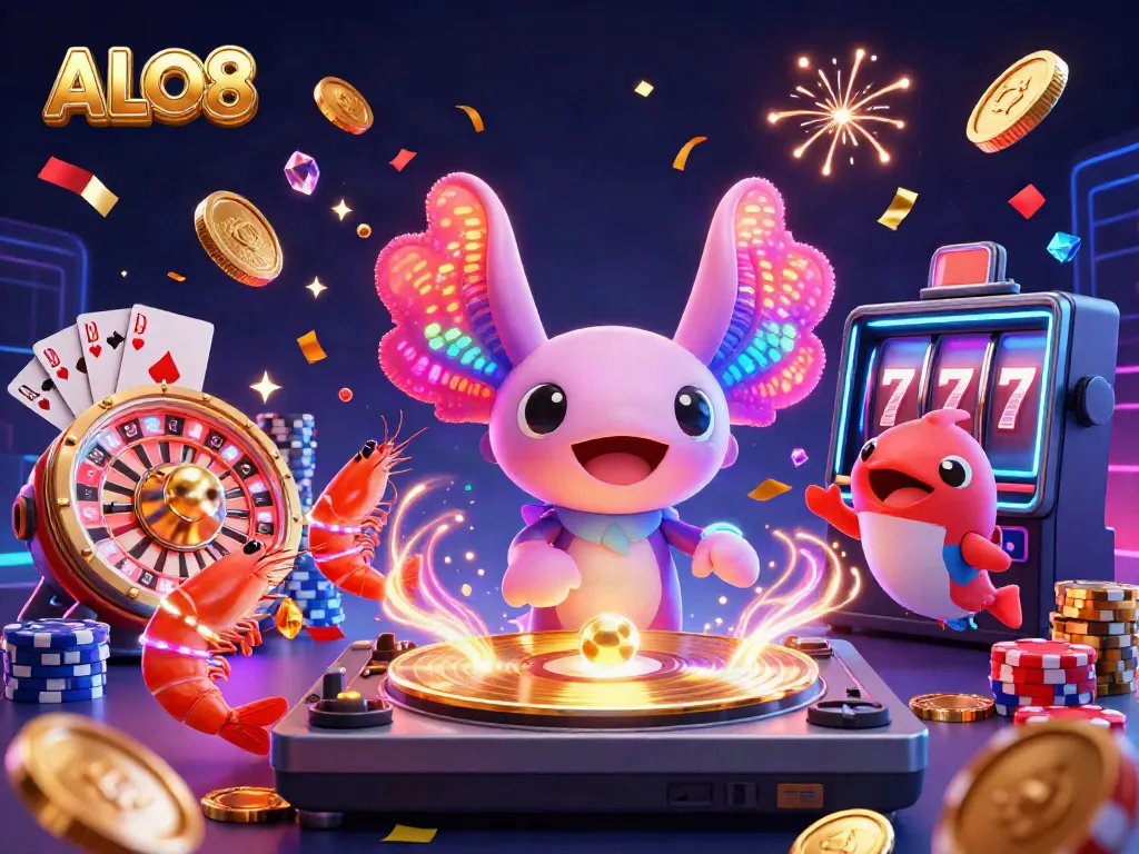 Experience the dynamic casino excitement with the ALO8 DJ and exotic sea creatures in a vibrant underwater party!