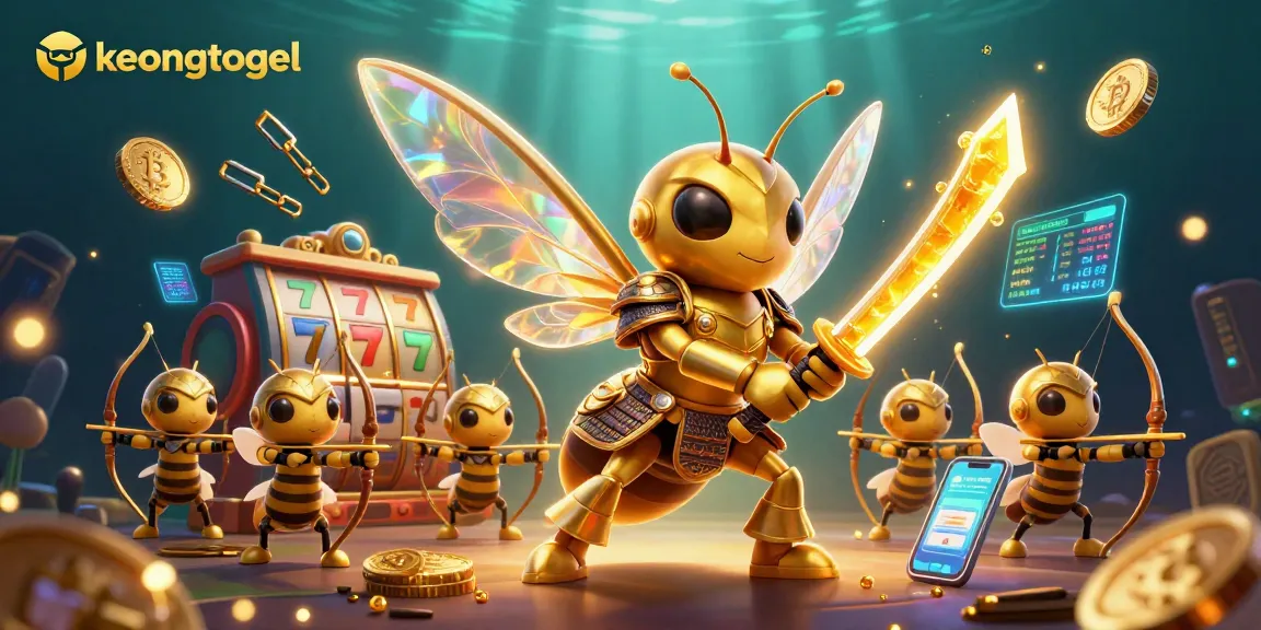 Engage with keongtogel’s vibrant casino scene showcasing rich slot symbols and cryptocurrency elements.
