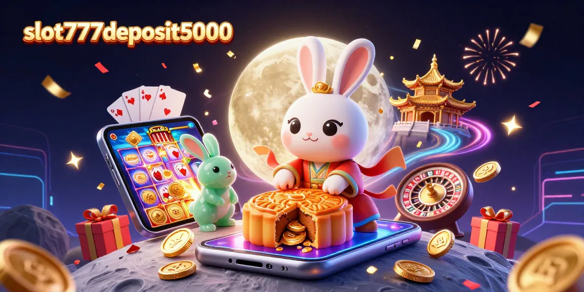 Enjoy exciting slot action with slot777deposit5000; a vibrant scene of rabbits and casino games.
