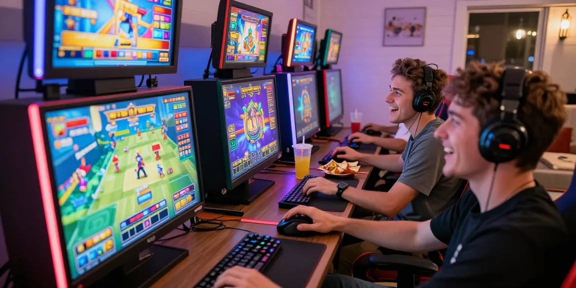 Gamer bersemangat bermain cipung138 dengan mesin slot berwarna-warni di platform digital.