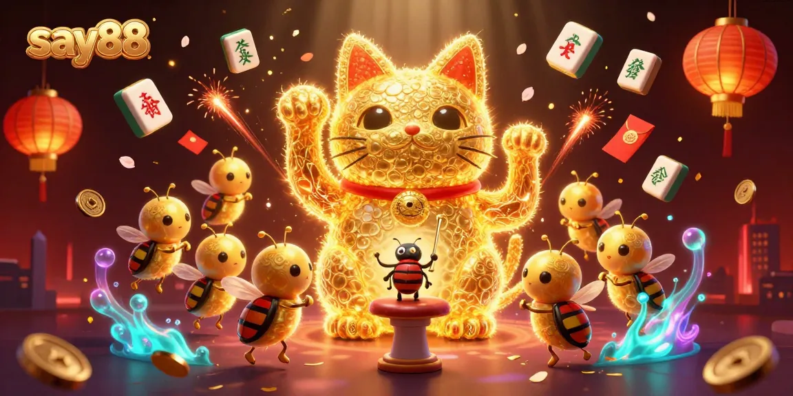 Experience luck and winning excitement at say88 with a vibrant casino-themed digital illustration.