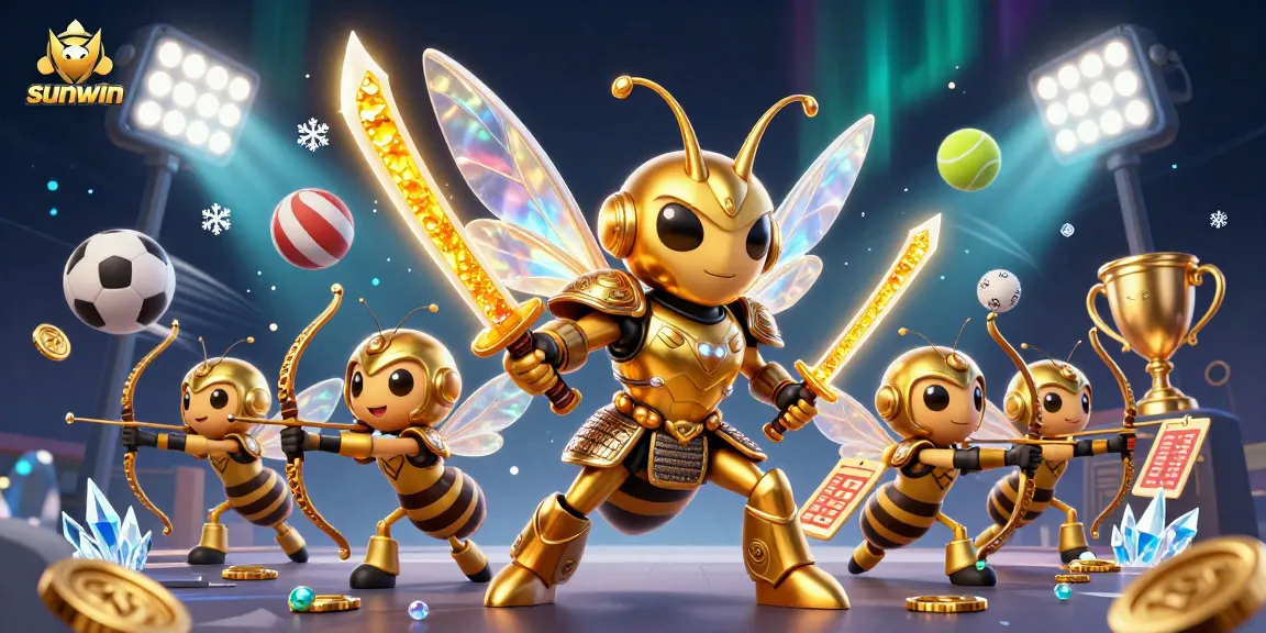 Experience thrilling games at Sunwin, where a golden hornet in samurai armor brings action and fun.
