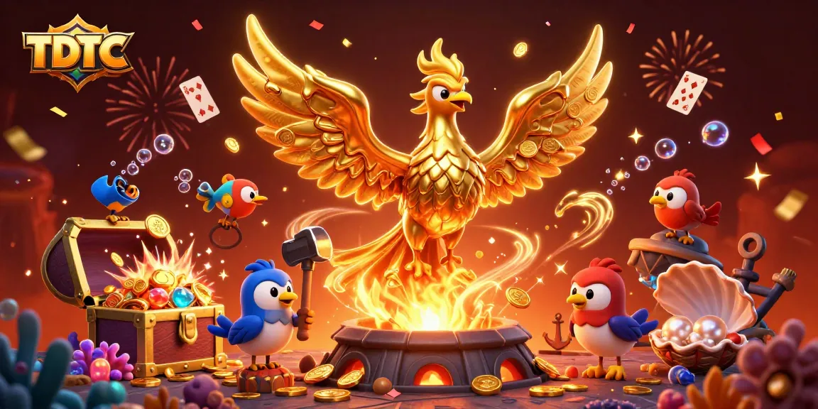 Engage in thrilling gameplay with TDTC as coins rain down from the phoenix and magical elements abound.