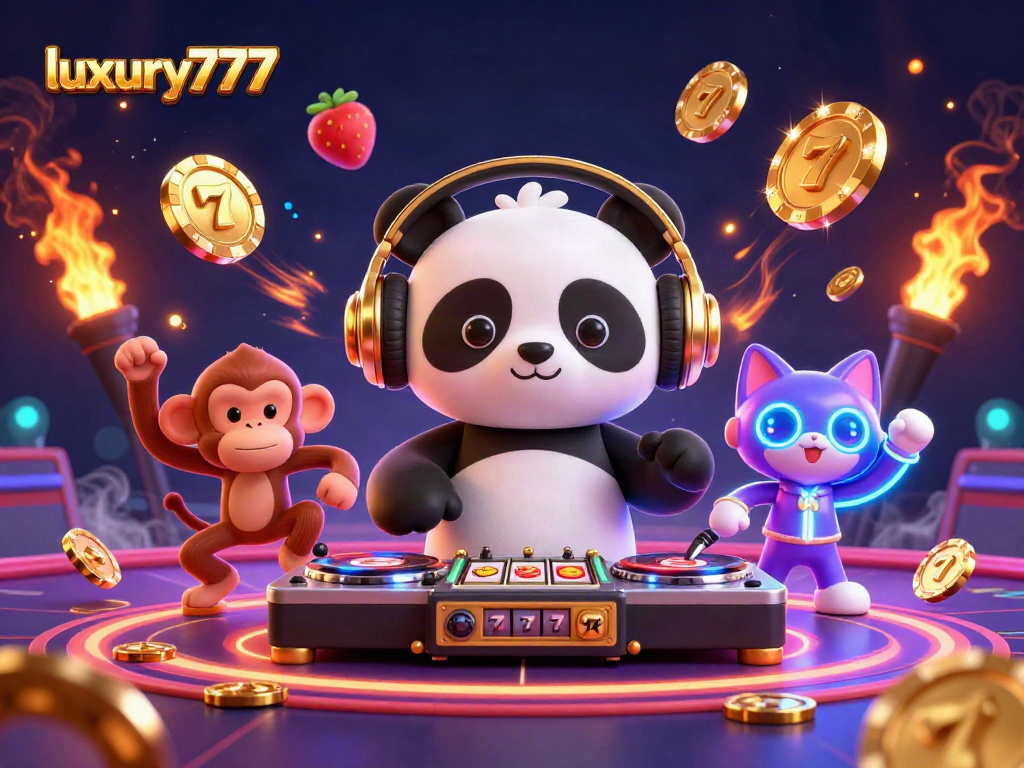 Raih kemenangan di luxury777 dengan DJ panda dan simbol slot yang berkilau.