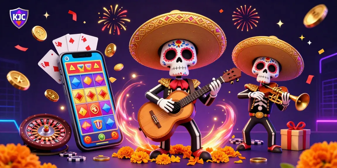 KJC brings excitement to players with a vibrant scene of a mariachi band amidst dazzling casino elements.