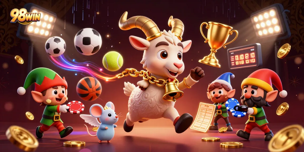 Experience thrilling action at 98WIN with a festive Krampus goat, angel mouse, and mischievous gremlins.