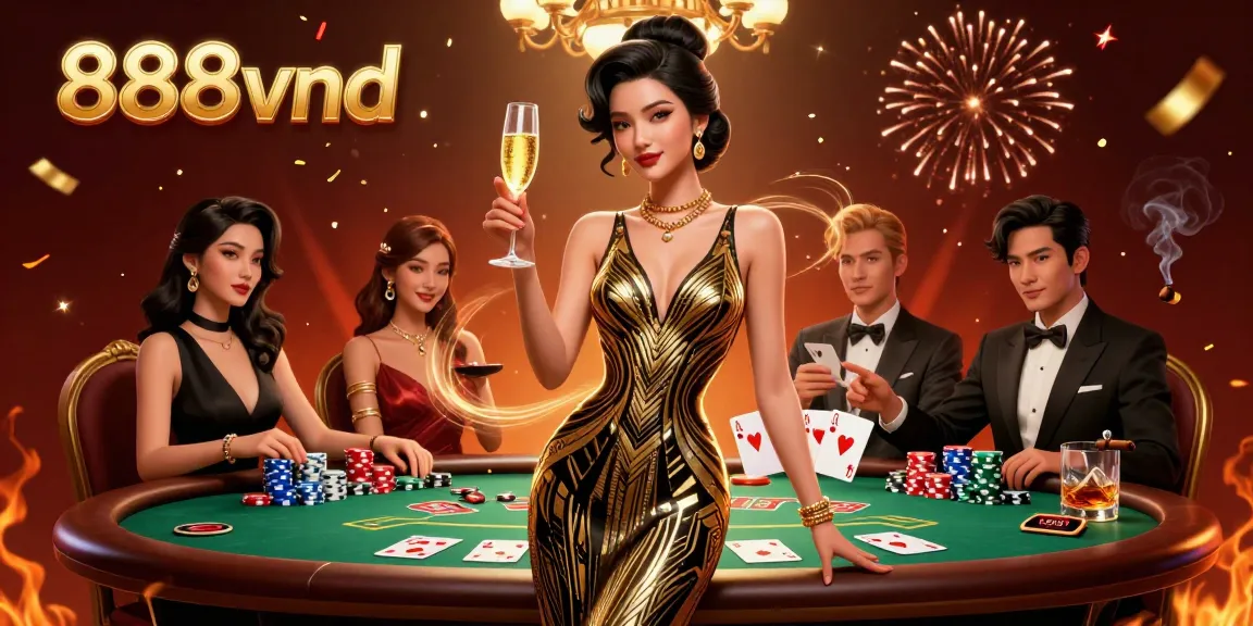 Experience high-stakes gaming with 888vnd in a dazzling 3D casino scene of elegance and excitement.