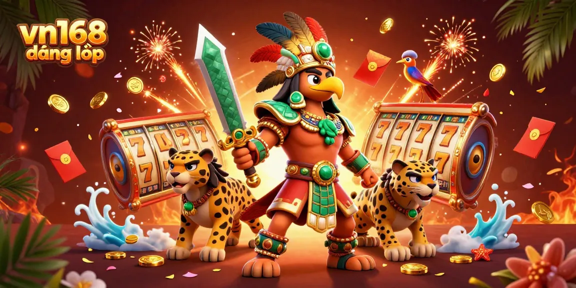 Experience vn168 đăng nhập with thrilling slot reels and vibrant characters in this dynamic casino scene.