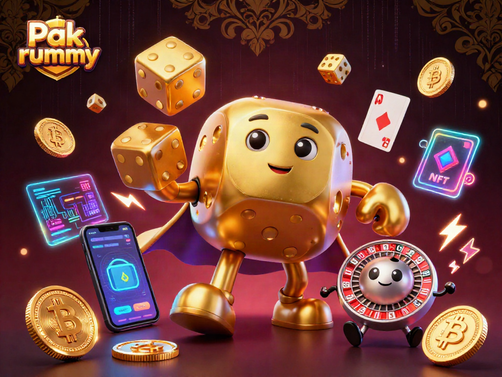 Join the excitement of Pak rummy with a vibrant 3D casino illustration showcasing immersive game elements.