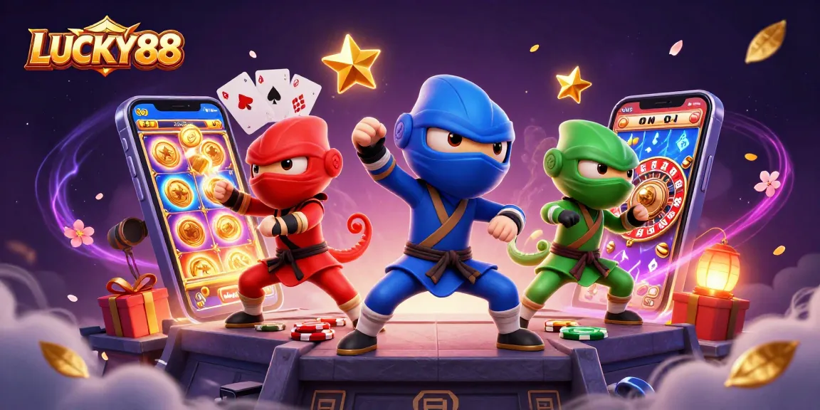Experience the thrill of gaming with LUCKY88, featuring colorful characters and dynamic slot action.