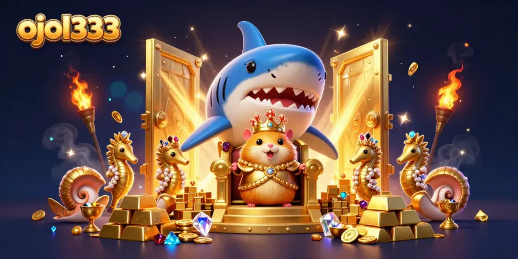 Spin and win with ojol333's lively gaming scene featuring treasure and royal characters.