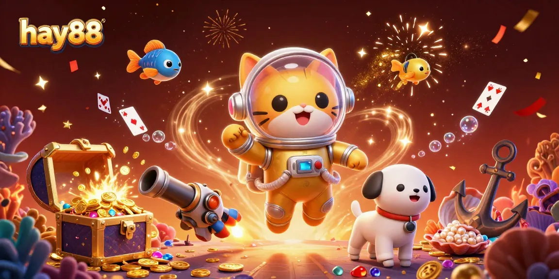 Experience thrilling games at hay88 with a cat astronaut and a robot dog winning treasure