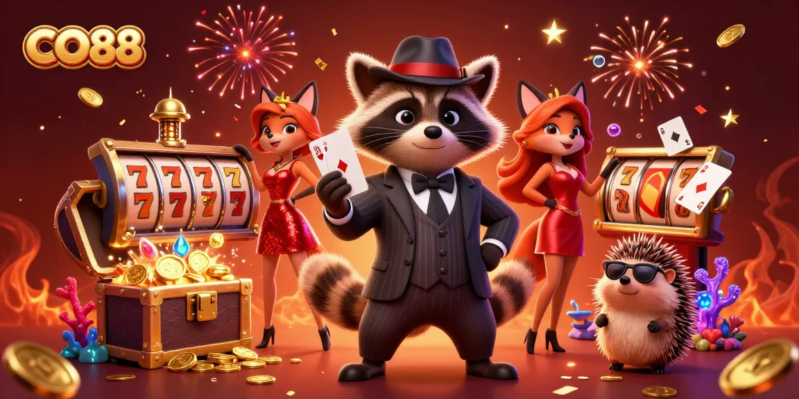 Engage with CO88 and win big in a vibrant 3D casino scene filled with exciting gaming elements.