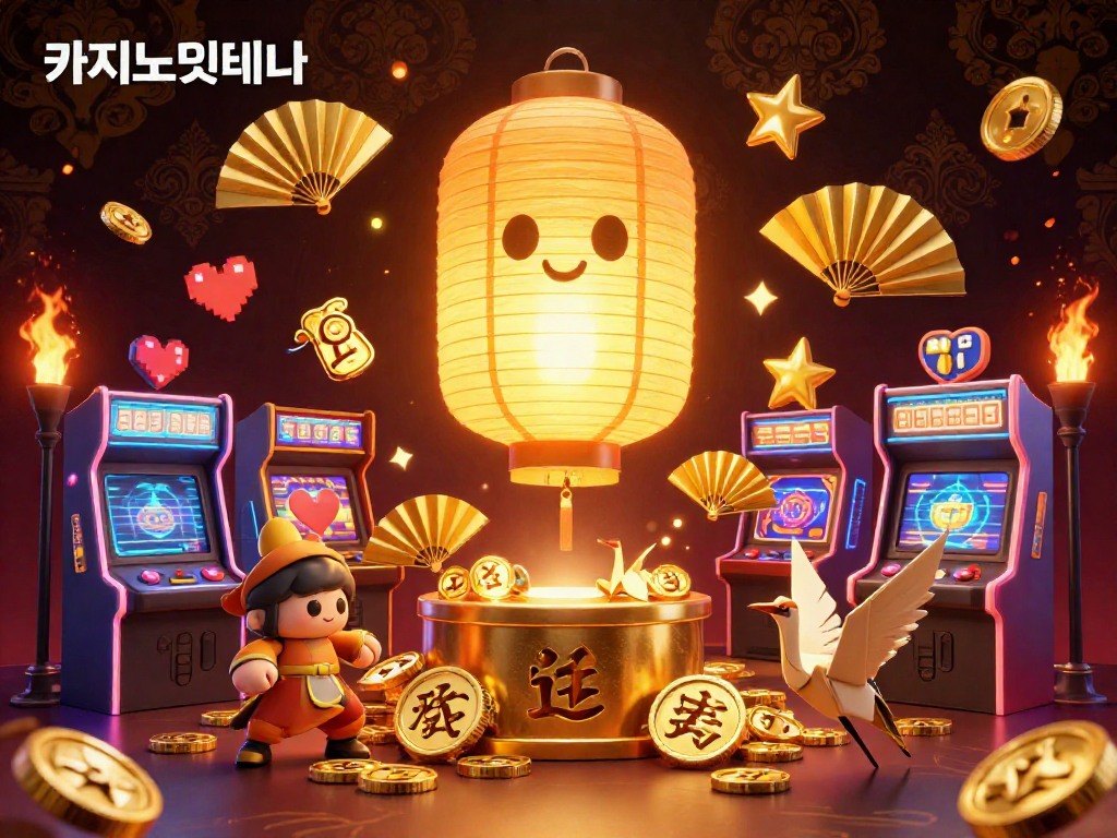 카지노사이트에서 새로운 게임 경험을 제공하는 금빛 랜턴 정령과 전사들의 환상적인 장면