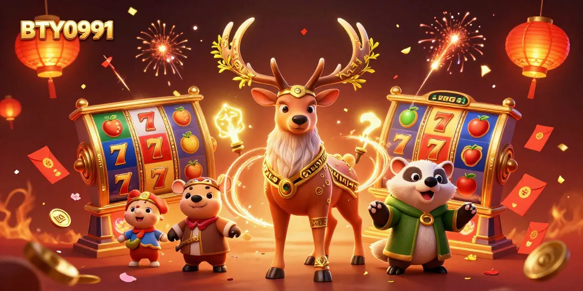 Experience the magic of BTY0991 with lively slot gaming elements in a stunning illustration.
