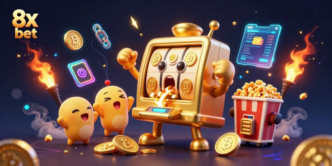 Winning big on 8x bet as the golden slot machine celebrates with cheering baby slots and golden popcorn!