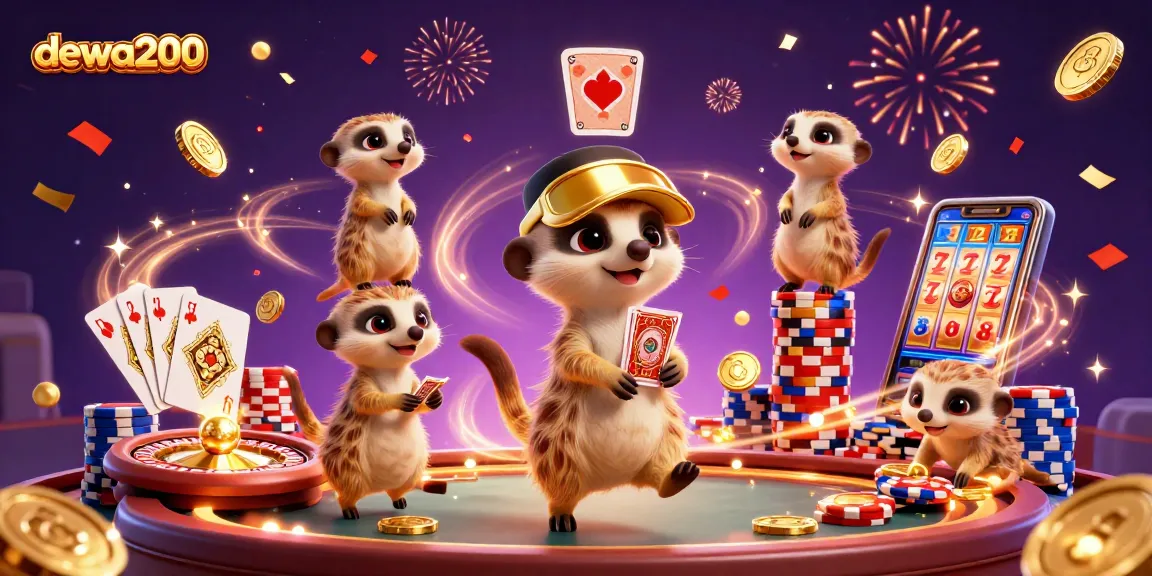 dewa200 menampilkan kolonisasi meerkat yang menjalankan kasino dengan berbagai elemen permainan.