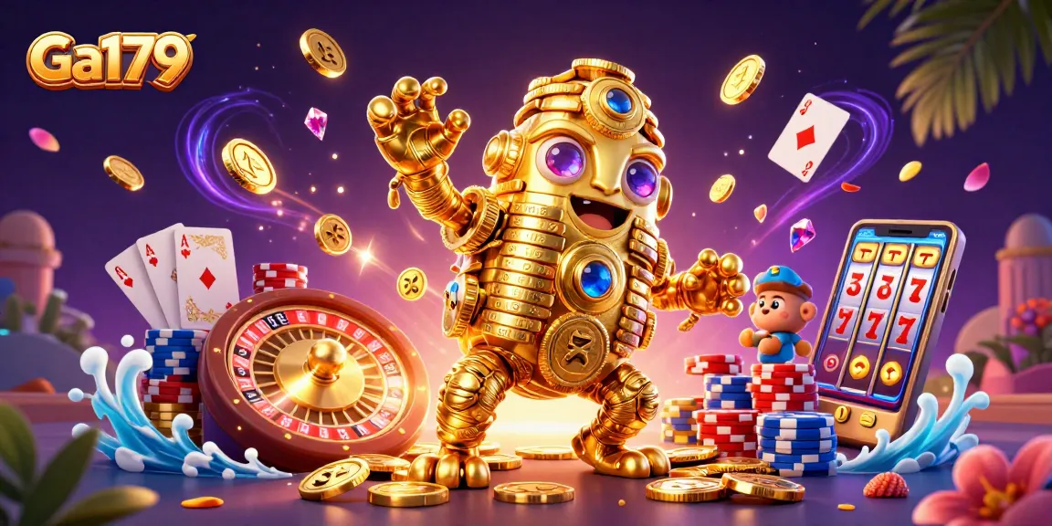 Engage with Ga179 and spin the dynamic 3D roulette wheel in a vibrant casino scene.